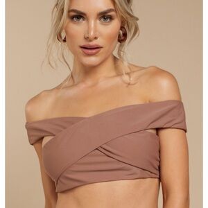 Tobi Brown Off-Shoulder Bikini Top